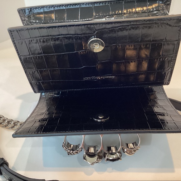 ALEXANDER MCQUEEN MINI CROC EMBOSSED JEWELLED  SATCHEL - Picture 6 of 14